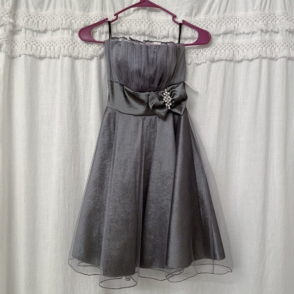 NWT Elegant Satin Formal Mini Dress, Strapless - Picture 5 of 8